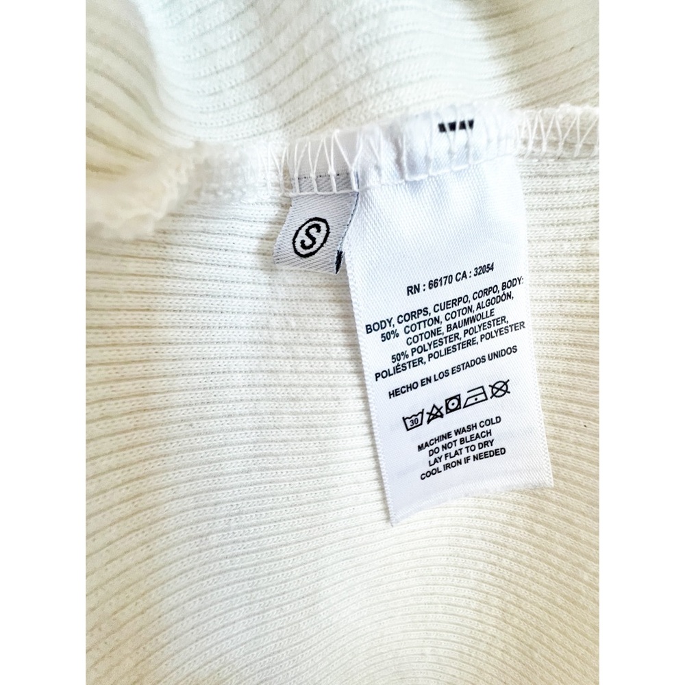 Anthropologie T.la Ivory Ribbed Henley Tank Gold Snap Buttons Size Small - Picture 5 of 6